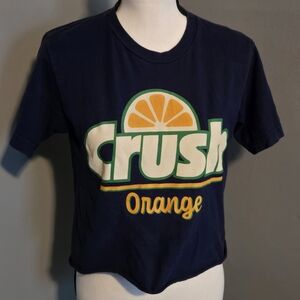 Euc Orange Crush Navy T-Shirt Sz S. Cropped.